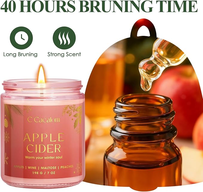 Winter Scented Candles, Holiday Candles for Home, Aromatherapy Soy Candles Gifts Set for Women Men, Vanilla/Fir/Apple Cider/Winter Holiday