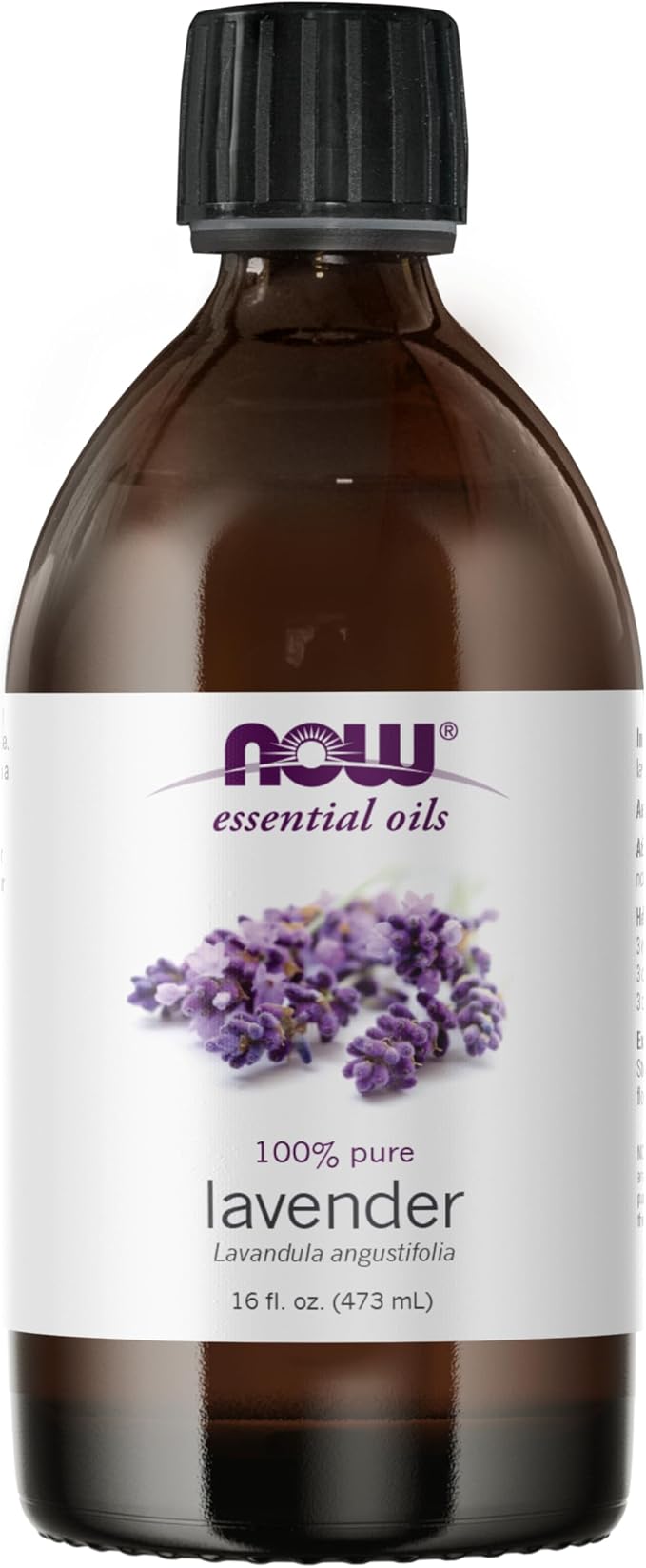 NOW Essential Oils, Lavender Oil, Soothing Aromatherapy Scent, Steam Distilled, 100% Pure, Vegan, Child Resistant Cap, 16-Ounce