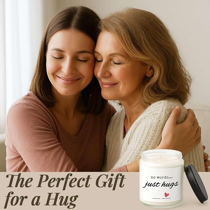 Sympathy Gifts for Loss of Loved One, Memorial Candle 9oz Lavender Scented Soy Candle, “No Words… Just Hugs” Remembrance & Bereavement Gift, Grief Gifts for Women, Condolence Gift, 50 Hour Burn, Bold