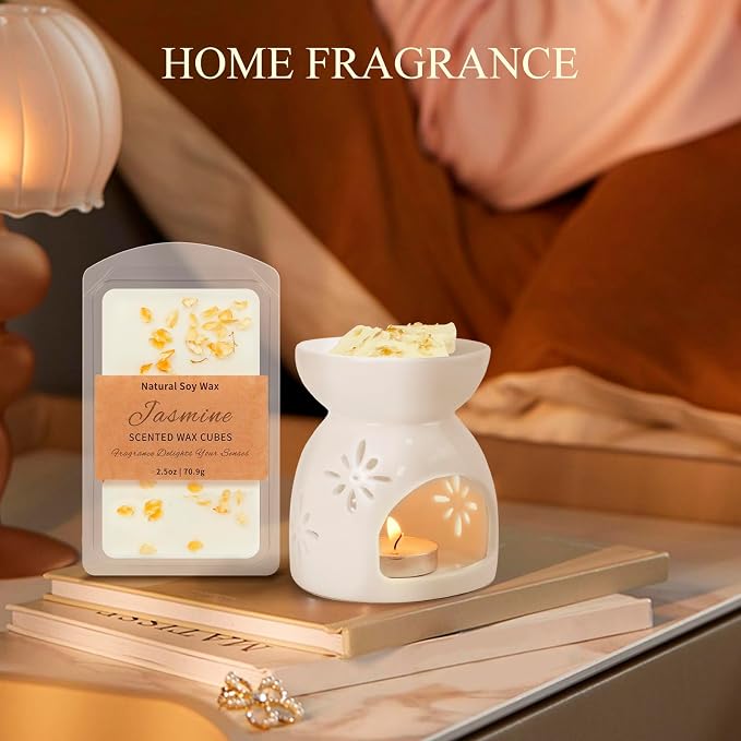 SCENTORINI Wax Melts, Premium Wax with Essential Oil, Natural Dried Flower, Rose, Lavender, Jasmine, Scented Wax Melts, 70.9g x 3, for Women/Men