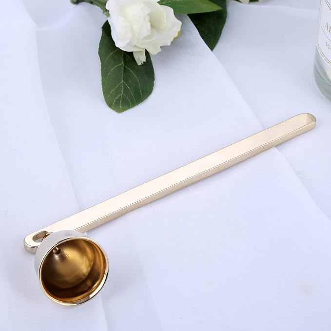 MUXSAM 1-Pack Candle Extinguisher Snuffer, Bell-Shaped Candle Candlesnuffers Stainless Steel Wick Flame Snuffer Candle Accessory Tools Gift for Candle Lovers(Gold)