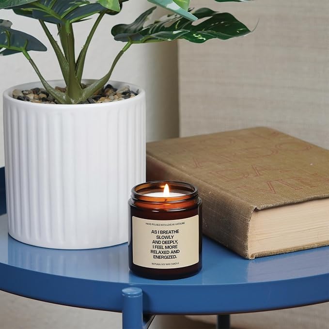 Relax & Energize Candle Deep Breath Scented Soy Candle Mindfulness Gift Stress Relief Aromatherapy Peaceful Energy Wellness GS6QE6, Jazz Club, 3.4 oz