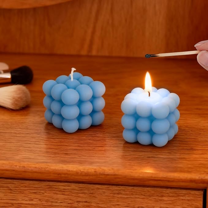 SHIDOW Shaped Scented Candles, Premium Soy Blend Wax Aromatherapy Candle, Relaxing Fragrance Decorative Candle for Home Bedroom Bathroom Office Indoor Ornament (Blue)