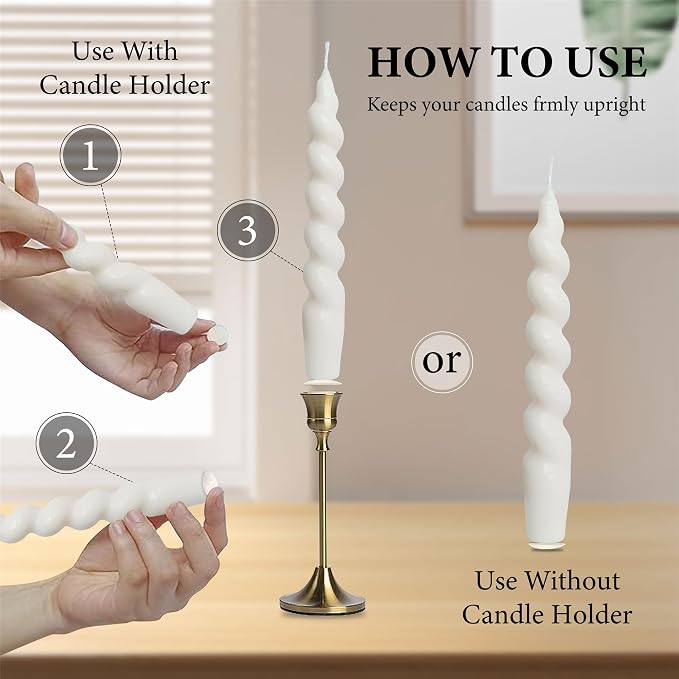 Taper Candle Wax Dots - 24pcs Spiral Candle Sticky Dots White Candles Adapter Small Candlestick Adhesive,Soft Wax for Any Candles Holder Accessories-White