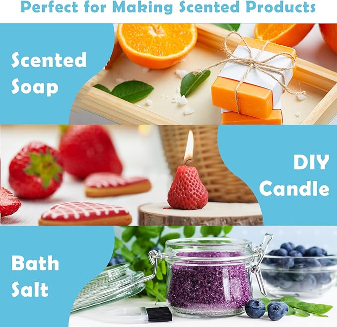 Fruity Fragrance Oil, Holamay Premium Fruit Essential Oils for Diffuser, Candle Soap Making Scents, 10x5ml, Coconut, Strawberry, Mango, Pineapple, More Home Diffusers Oil Scents, Summer Oils Gift Set