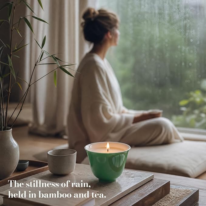 My Cup Rain Whisper Luxury Scented Candle, Soy Wax Blend, Hand Poured Tea Inspired Home Fragrance in Reusable Porcelain Vessel, Gifts for Women, 6 oz