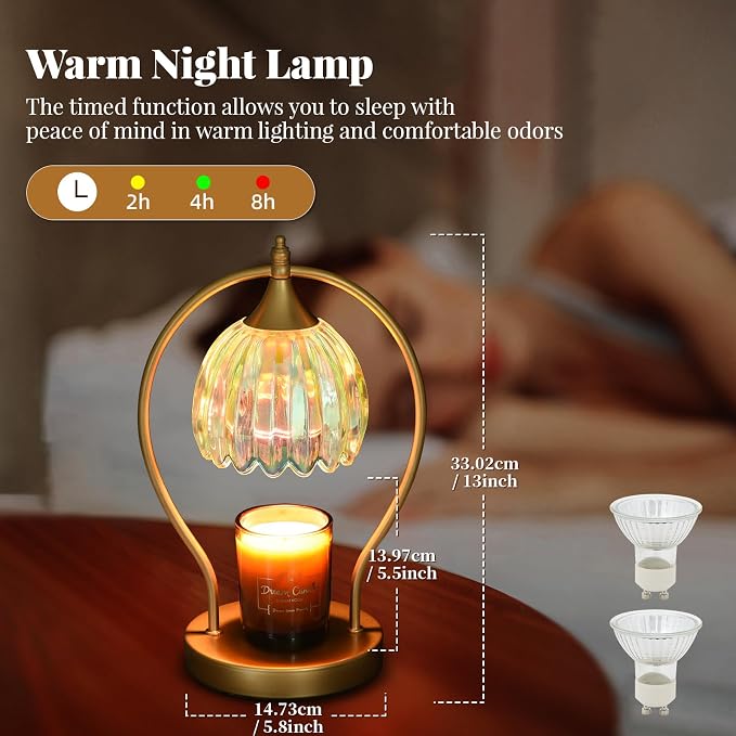 GOODBUY Candle Warmer Lamp with Timer: Dimmable Scented Candle Warmer Aromatherapy Lamp for Home Decor, Mothers Day Gifts for Mom, Ideal Housewarming Birthday Wax Warmer Light Gift, Includes 2 Bulbs