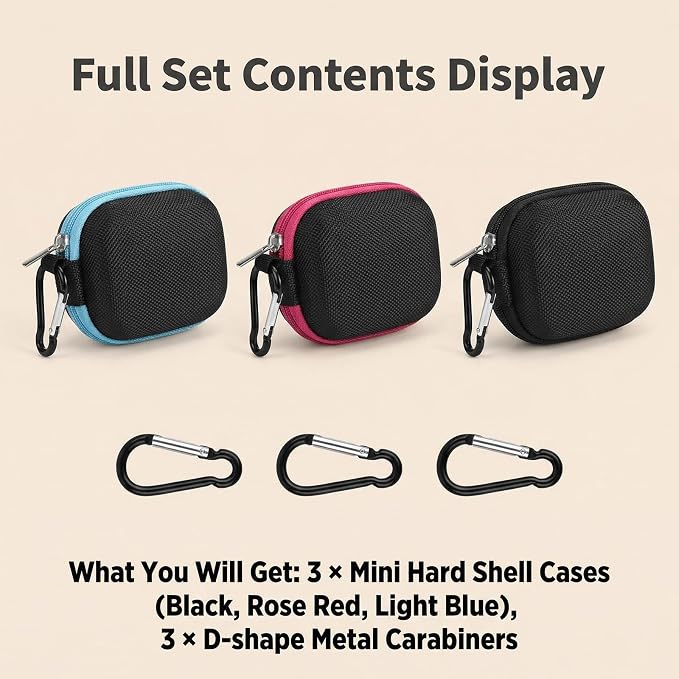 Elandy 3PCS Portable Small Essential Oil Carrying Case Mini Essential Oil Storage Bag Organizer Hard Shell Carry Pouches Hold Up To 1ml - 5ml Essential Oils Bottles