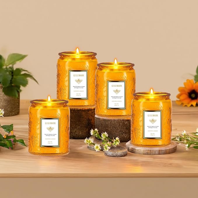 Positive Energy Candle Gift for Women, 6 Pack Yellow Jar Scented Soy Candles, Home Fragrance Set for Happiness & Relaxation, Birthday Gifts, Cozy Room Decor Candle Set