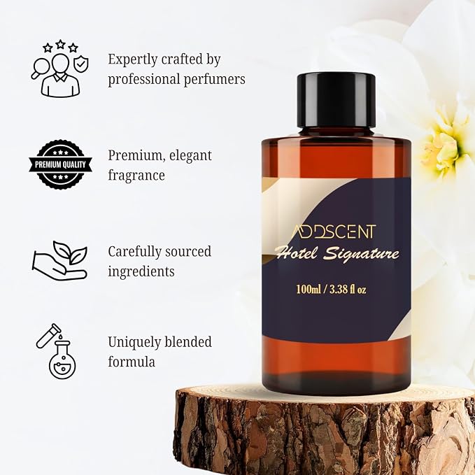Hotel Signature Fragrance Oil 100ml for Diffuser, Premium Floral and Fruity Aroma for Bedroom Living Office Spa, Smooth, Welcoming Scent with Layered Notes for Calm and Refined Ambience