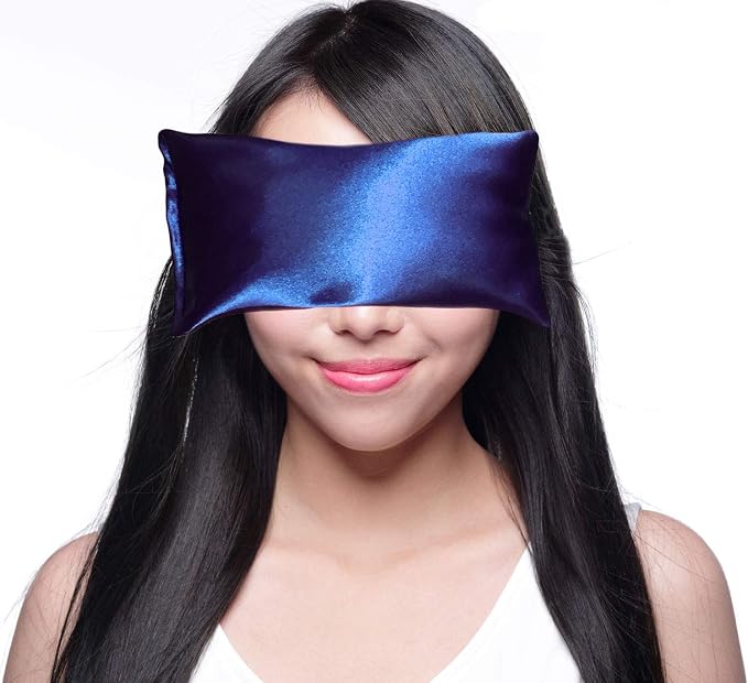 Lavender Eye Pillow - Hot Cold Weighted Eye Pillows for Relaxation, Sleep, Stress, Migraine Relief, Yoga - Aromatherapy Gifts for Women, Birthday, Teachers, Made in USA by Happy Wraps - Sapphire