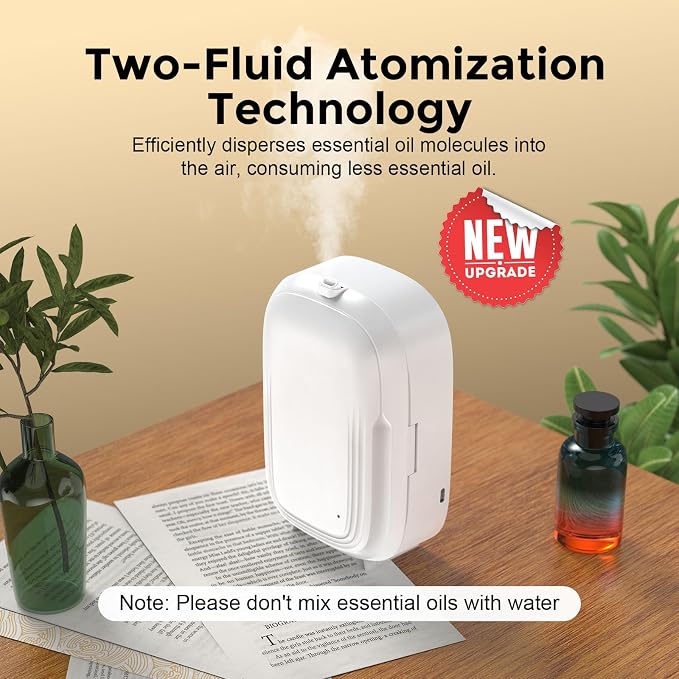 Waterless Essential Oil Diffuser for Home Hotel Collection Smart Scent Air Machine Up to 1000 sq.ft 150ml Aromatherapy Scent Diffuser for Large Room Luxury Aroma Diffuser - White