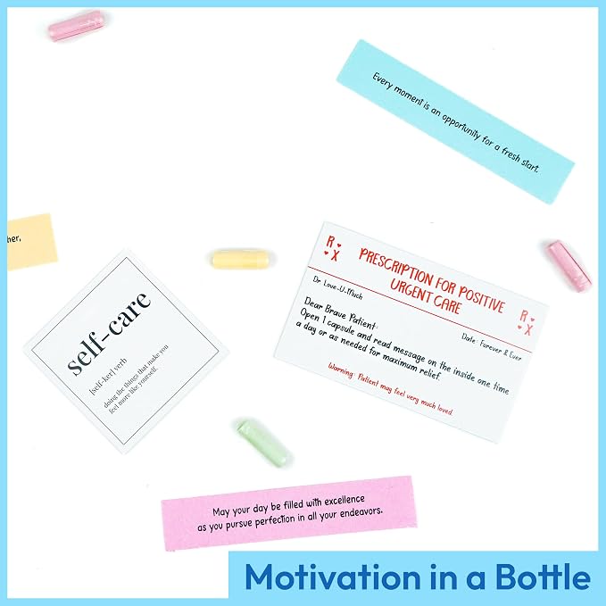 50 Positive Messages in Bottle,Anxiety Relief Items, Stress Relief, Self Care Kit for Mediation,Positive Affirmation Gifts for Women, Self Care Kit for Mediation, Unique Health and Wellness Gifts