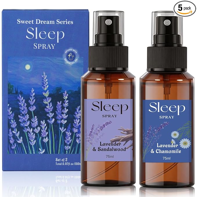 SCENTORINI Sleep Spray, 5.07 oz Pillow Spray with Lavender Essential Oil for Sleep Relaxing, 2 Pack Lavender & Sandalwood, Chamomile, Pillow Mist for Bedding, Sheets Liners, Room Spray Air Freshener