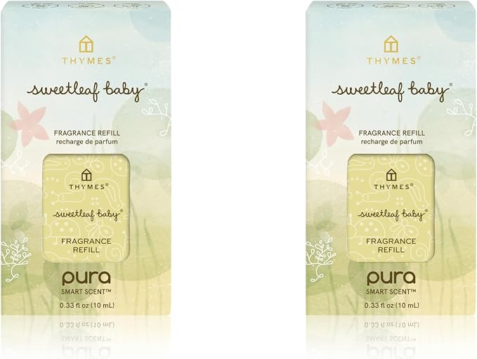 Thymes Pura Refills – 2 Pack of Oil Diffuser Scents – Long-Lasting Pura Diffuser Refills – Premium Home Fragrance – Notes of Rosemary, White Sage, Jasmine and Lemon (Sweetleaf Baby, Pack of 2)