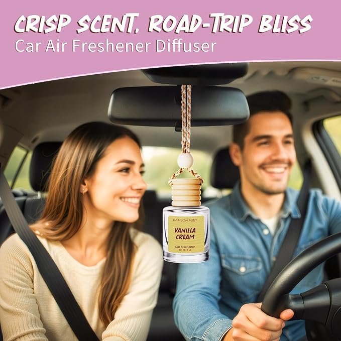 RAINBOW ABBY 6 Pack Car Air Freshener Diffusers for Women - Hanging Essential Oil Based Fragrance, Cute & Long-Lasting Scented Car Accessory, Unisex Vehicle Gift Set