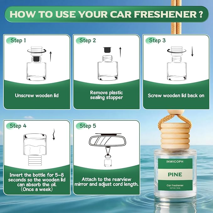 Car Air Freshener Diffuser Hanging, Pine Fragrance Oil