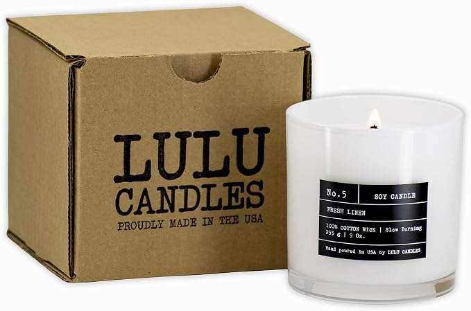 Lulu Candles | White Jasmine & Green Tea | Luxury Scented Soy Jar Candle | Hand Poured in The USA | Highly Scented & Long Lasting (9 Oz.)