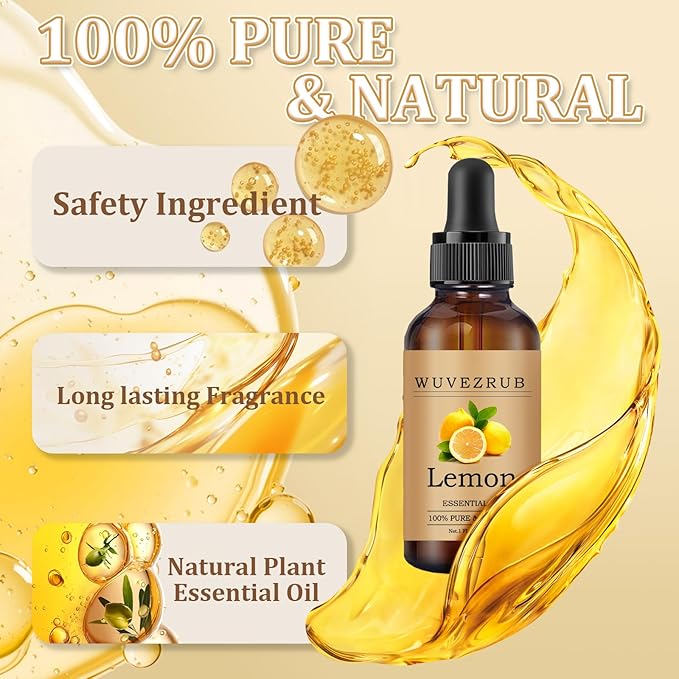 Lemon Essential Oil 30ML - 100% Pure and Natural Oils for Aromatherapy Diffuser - 1 Fl Oz/Lemon