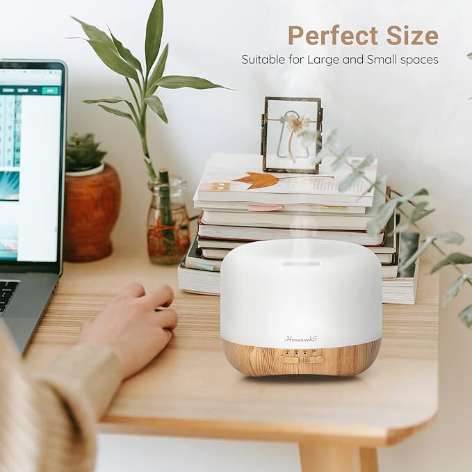 Aromatherapy Essential Oil Diffuser for Room: Colorful Aroma Air Humidifier with Adjustable Cool Mist Mode, Auto Off Ultrasonic Diffusers for Large Small Room Home Office 500ML