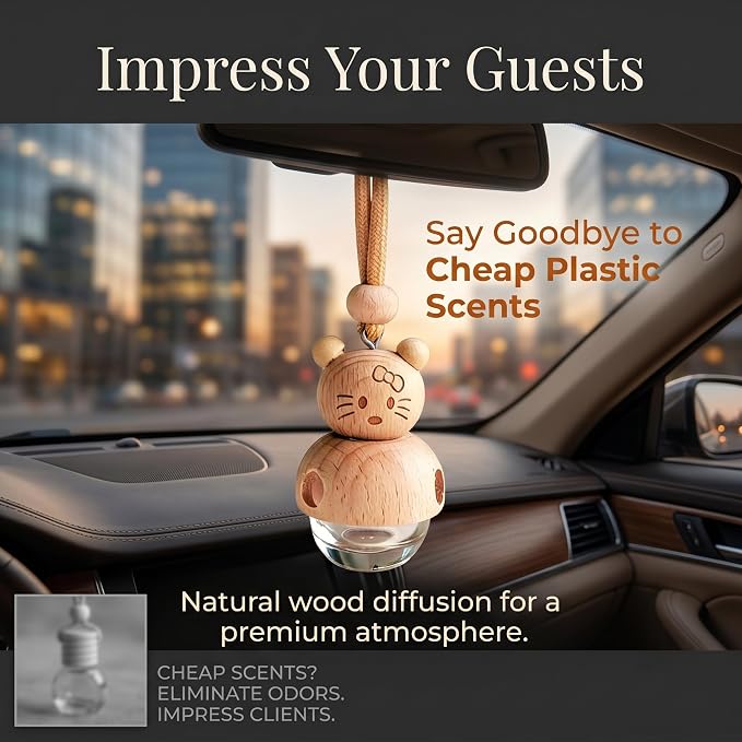 Car Air Freshener 2 Pack, Refillable Empty Glass Bottle Hanging Diffuser for Essential Oils, Car Fresheners DIY Scent, Car Accessories for Women & Men, Cute Aromatherapy Pendant Decor-A3