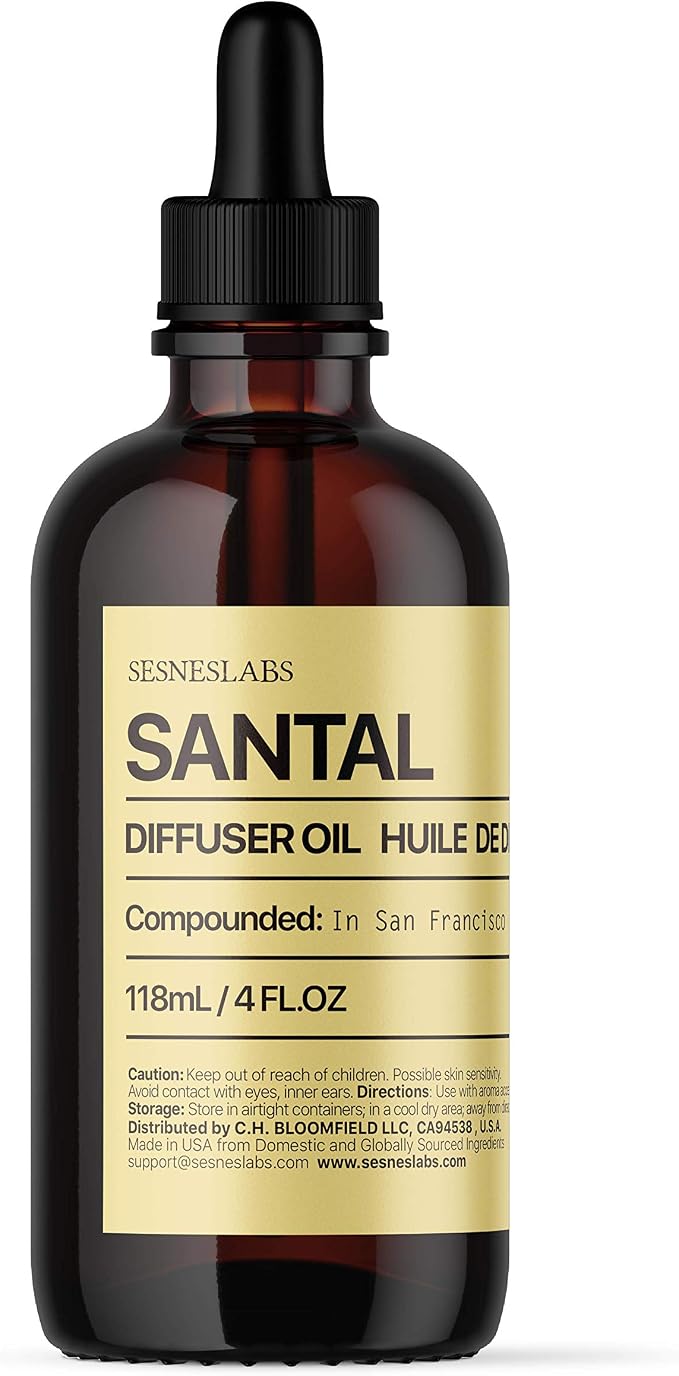 sesneslabs Santal Diffuser Oil, Niche Scent, Luxury Amber Coco Vanilla Cedar Sandalwood Musk Essential Oils Blend for Ultrasonic Diffuser Scent Projects(4 oz/118 ml)