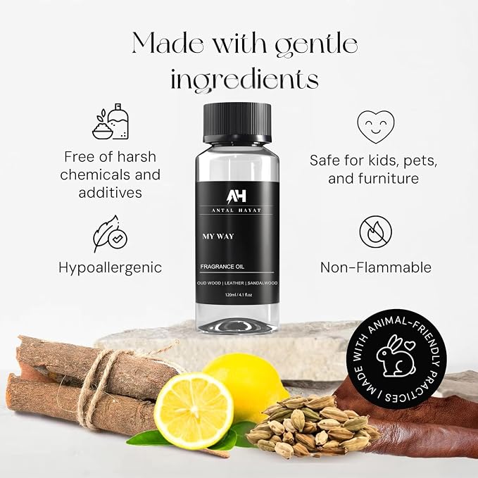 Diffuser Oil - My Way Diffuser Oil 120ml - Hotel Scent Inspired by 1 Hotel Miami Beach - Luxury Home Fragrance Blend with Lush Sandalwood, Leather & Beautiful Iris - Home Luxury Scent