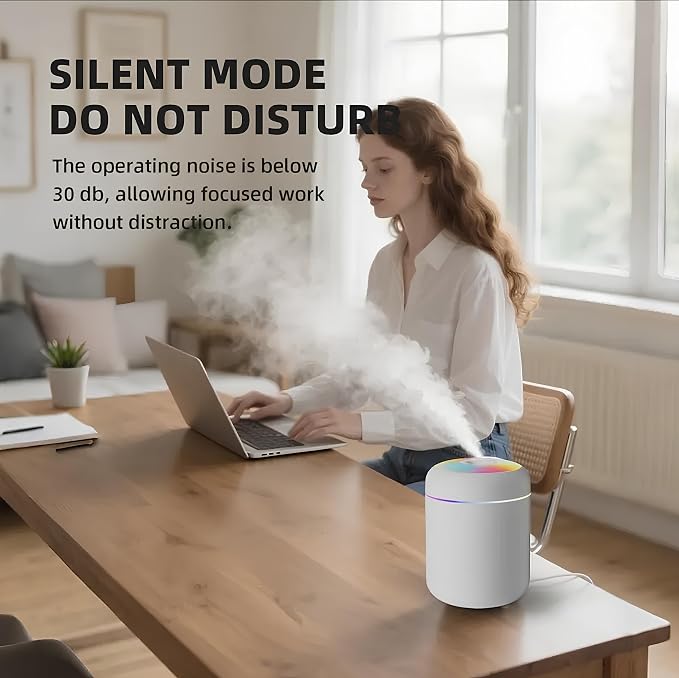 2 in 1 USB Electric Aromatherapy Oil Diffuser Ultrasonic Air Humidifier Mist Maker with Colorful Light for Home Office and Car (White)