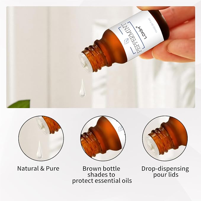 LOXIM Peppermint Essential Oil, Pure Natural Essential Oils, Fragrance Oil Perfect for Humidifiers, Diffusers, Candle Making, Scent Home and Office (Pack of 1, Peppermint)