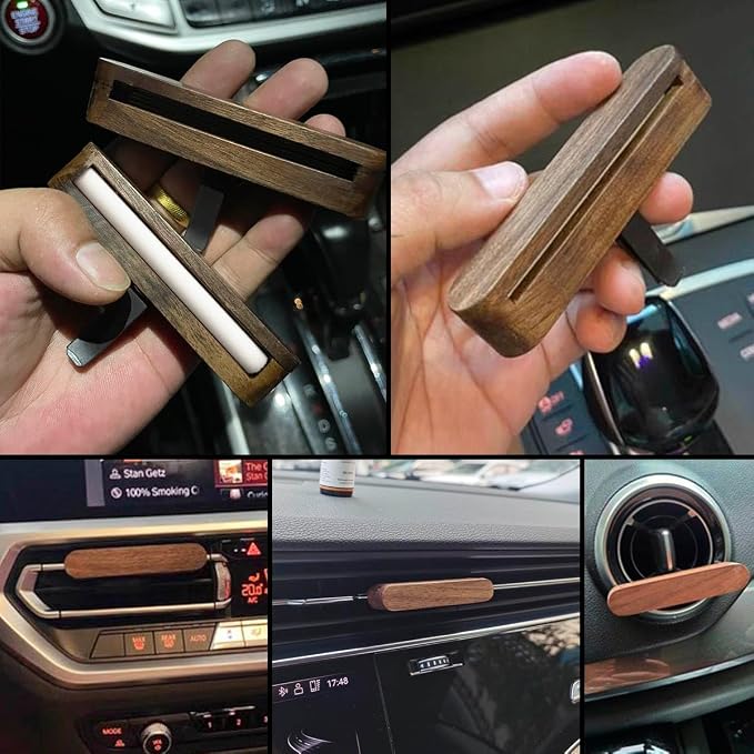 2-Pack Car Diffuser Vent Clip,Non-Electric Essential Oil Air Freshener, Refillable Walnut Wood Design, Interior Car Vent Diffuser Clips, Automotive Decoration Accessories (No Essential Oils)