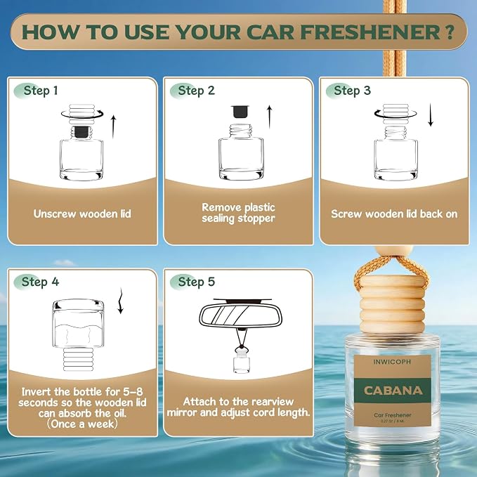 Car Air Freshener Diffuser Hanging, Cabana Fragrance Oil