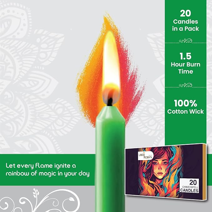 Set of 20 Solid Color Taper Candles – 4-Inch Dripless Paraffin Wax Candles with Cotton Wick – Ideal for Weddings, Shabbat, Holiday & Home Decor, Gift Set (Green)