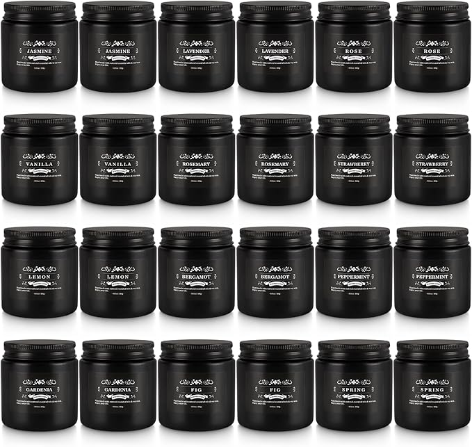 24PCs Black Scented Candles - Men Candle Gift Set, Soy Wax Candle for Parties, Yoga,and Home Decor, Indoor Outdoor 3.05Oz