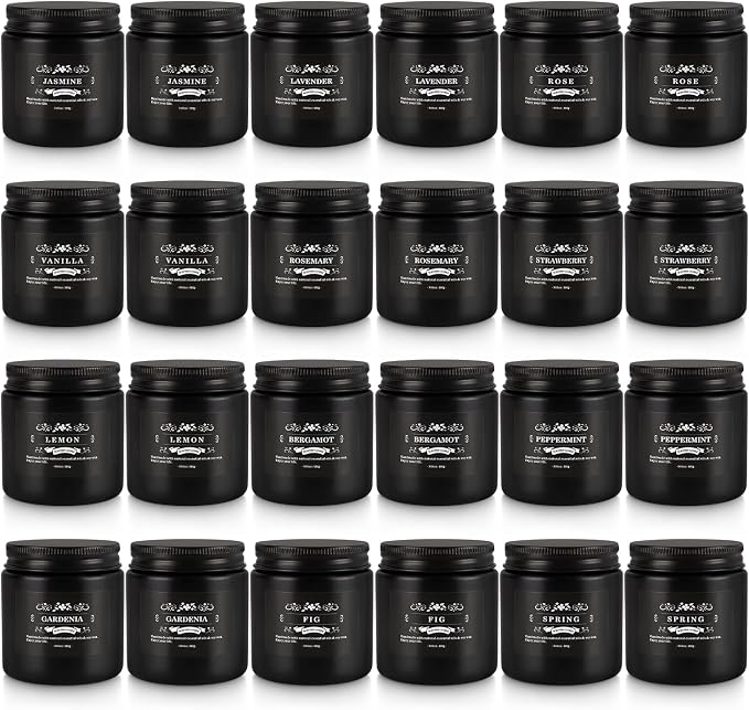 Scented Candle Set 24 Pack,Black, Candle for Home Scented, Odor Eliminating, Stress Relief, Long Lasting Soy Wax Gift Set