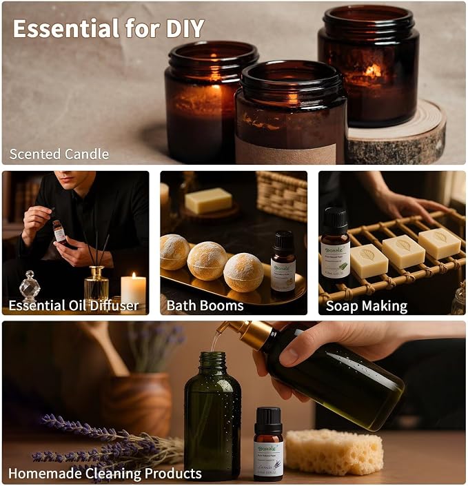 Essential Oils Set Acacia Wood Gift Box - Top 16 Relax, Stress Relief, Sweet Dreams, Energize, Aromatherapy Oils for Diffuser Hotel Scent Home Fragrance Candle Making 10ml