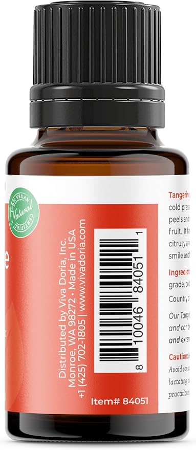 Viva Doria Tangerine Essential Oil, 100% Pure, Natural Essential Oil, Undiluted, for Aromatherapy | Food Grade, 15 mL (0.5 Fluid Ounce)