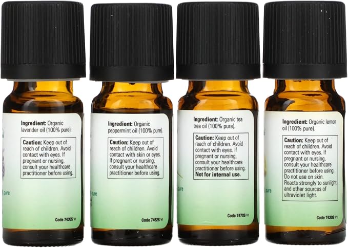 Let It Be Organically Organic Essential Oils Kit Now Foods 4 (10ml Bottles) Kit