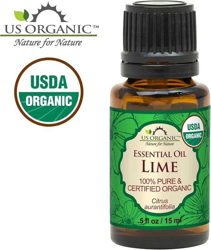 US Organic Lime Essential Oil - Certified Organic, Steam Distilled - W/Euro droppers (More Size Variations Available) (15 ml / .5 fl oz)