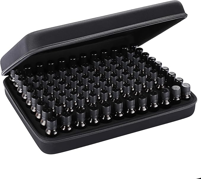 Hipiwe 108 Essential Oils Carrying Case Holds 5ml, 10ml, 15ml Bottles Hard Shell Exterior EVA Essential Oils Storage Organzier Bag with Foam Insert and Carrying Handle