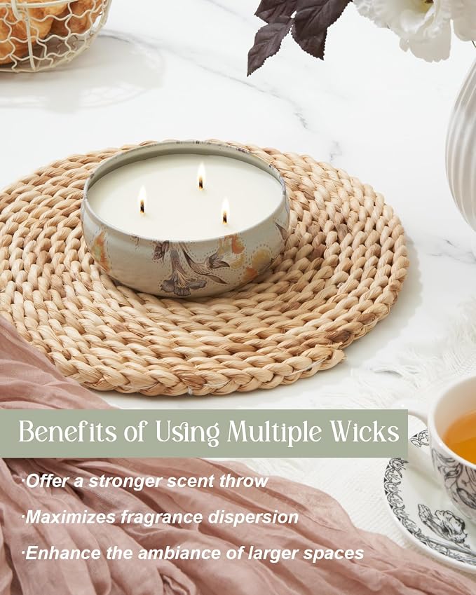 M&SENSE 3 Wick Soy Candles for Home Scented, 12oz Citrus & Sage Scented Aromatherapy Candle for Stress Relief, 40 Hour Burn Time, Highly Scented Candle Gift