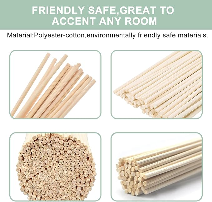 4mm Reed Diffuser Sticks,10 Inch Natural Rattan Wood Sticks,Diffuser Refills,Essential Oil Aroma Diffuser Replacements Sticks for Home,Office (Natural Color 4mm 10inch 80PCS)