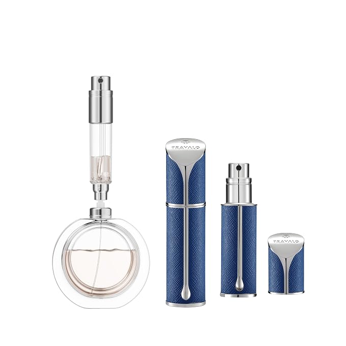 Travalo AQUA Refillable Perfume Atomizer, 5ml Travel Perfume Bottle with Easy Bottom Refill, Leak-Proof Mini Cologne Sprayer, TSA-Approved Pocket Fragrance Spray for Women & Men, 1 Piece (Blue)