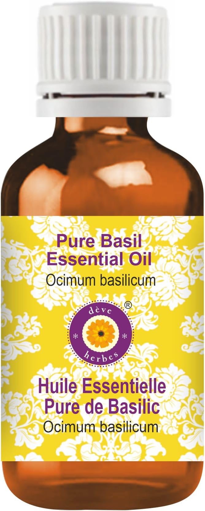 Deve Herbes Pure Basil Essential Oil (Ocimum basilicum) Steam Distilled 2ml (0.06 oz)