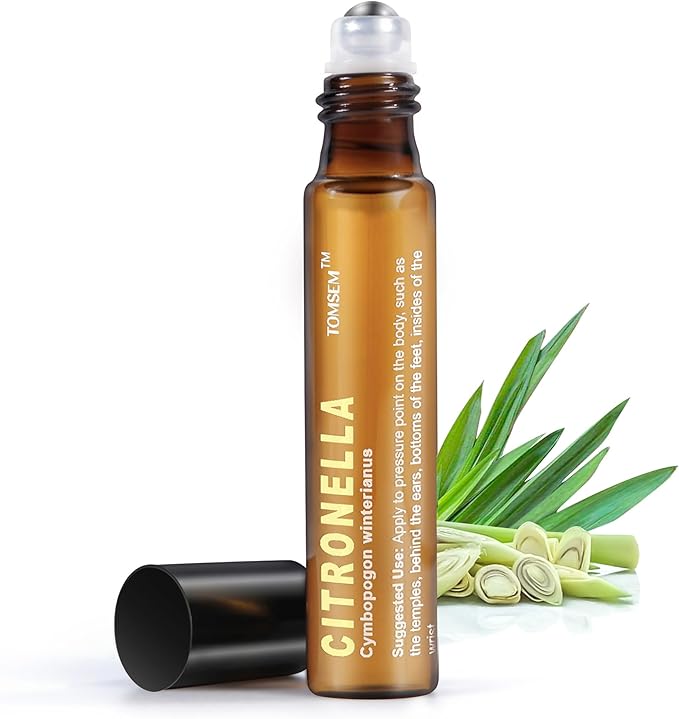 French Citronella Essential Oil Roll-On, Premium Aromatherapy Citronella Essential Oil, Fresh Herbal Scent for Skin, Outdoor & Home Use - 10ml/0.33 Fl Oz