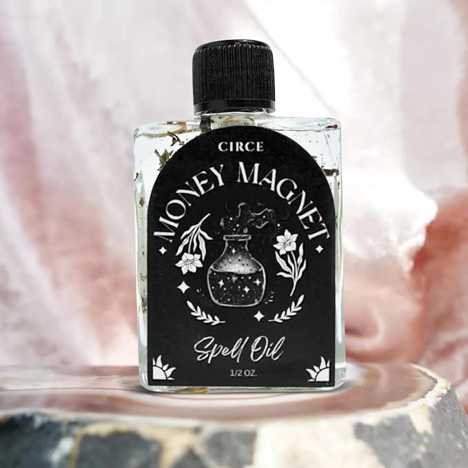 CIRCE Money Magnet Spell Oil – Manifest Wealth, Financial Prosperity, Success & Abundance – Add to Bath, Use in Rituals or Wear as Fragrance – Coconut Oil, Basil & Peppermint, 1/2 oz