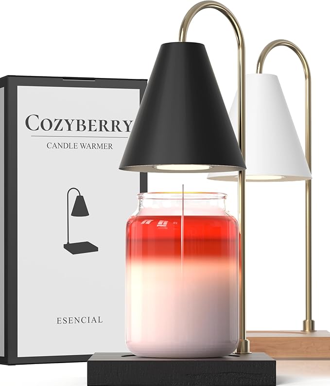 Cozyberry® Candle Warmer Lamp, Timer, Compatible with All Candle Jar, Candle Lamp, Dimmable Melter for Scented Candle, Wax Melt, Small & Large Size Jar Candles (Wood Black, Timer)