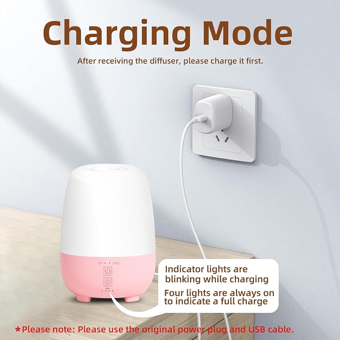 SEEDSEEL Cordless Essential Oil Diffuser 150ML, Rechargeable Battery, 7H Runtime, 7 LED Lights, Mini Portable Aromatherapy Diffuser for Home, Office, Bathroom, Travel