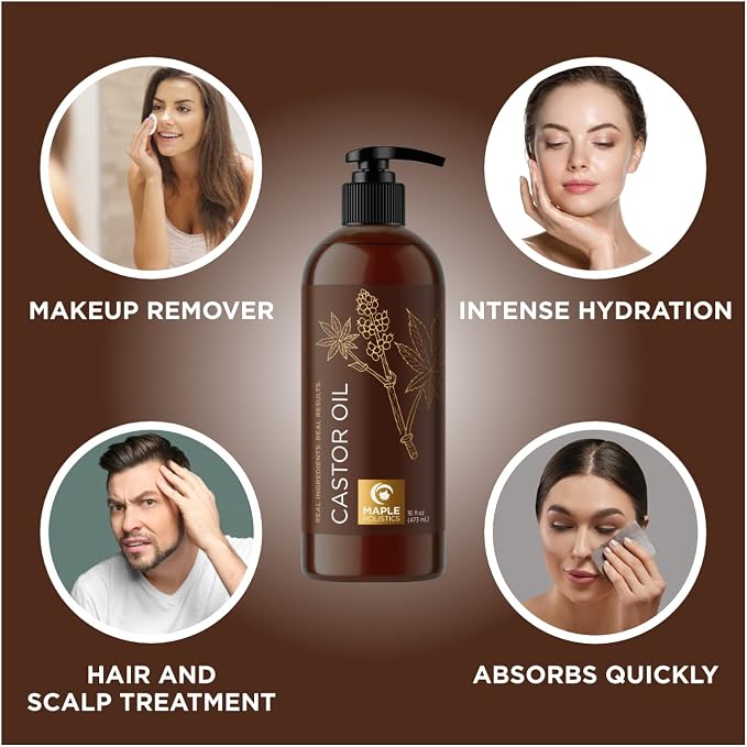 Refreshing Set - Pure Rosemary Essential Oil & Castor Oil for Hair, Skin, Nails, Eyebrows & Dry Scalp