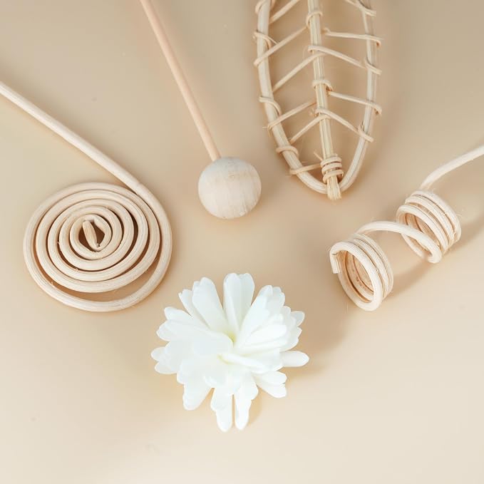 Reed Diffuser Stick,WUTAOBON 12Pcs 10Inch Natural Rattan Flower Reed Fragrance Diffuser Set, Fragrance Diffuser Replacement Rattan Sticks Home Decor (Primary Color)