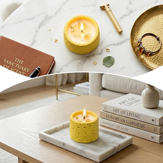 Scented Candle, Soy Candle, Non-Toxic Aroma Candles, Pear and Freesia Scented, Citrine Crystal, Best Smelling Candle, Gift for Women and Men(Net wt.200g)